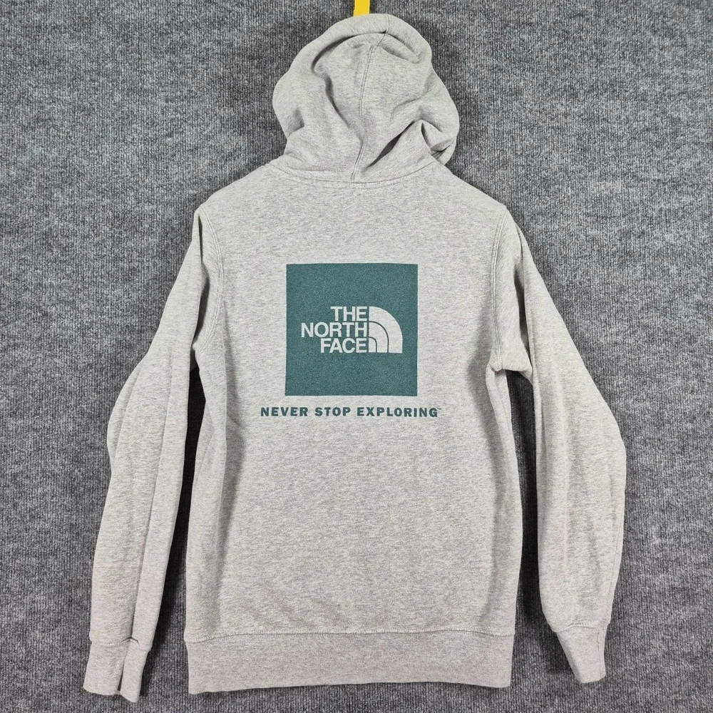 The North Face Gray Hoodie Mens S Never Stop Exploring Logo Pullover Sweatshirt‎